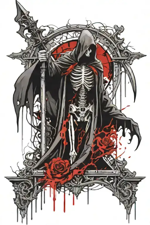 The Grim Reaper Gothic Cathedral Black And White European