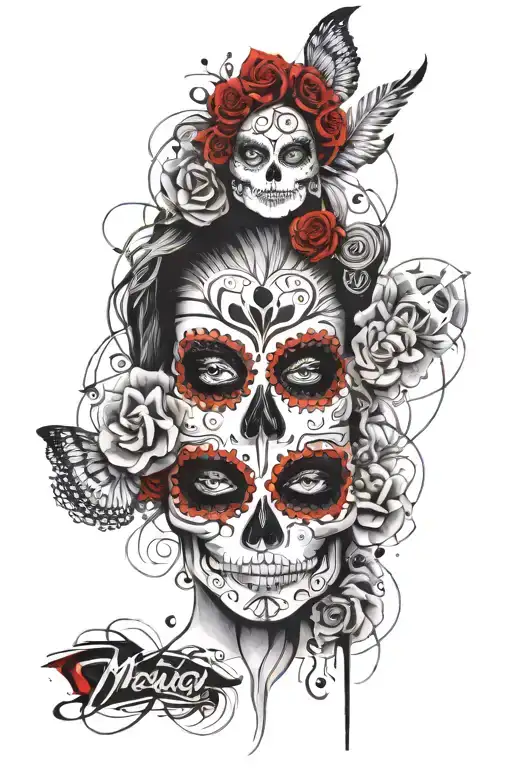 Mexican Day Of The Dead Lady With Half Skull Face Morphing