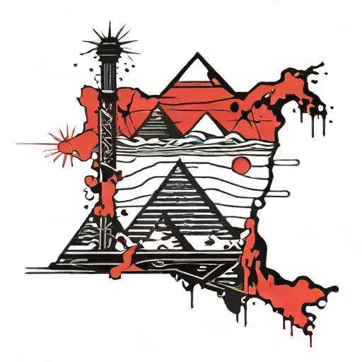 Egypt Map Pyramid Sun