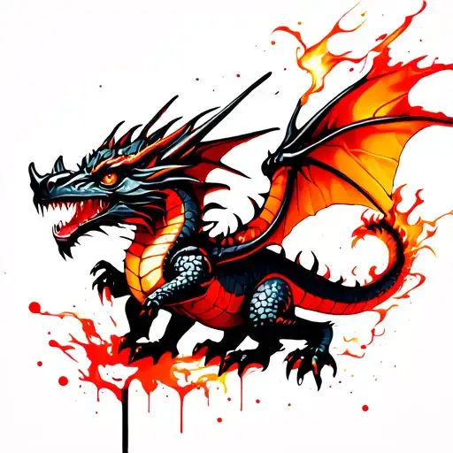 Little Flying Dragon With Fire