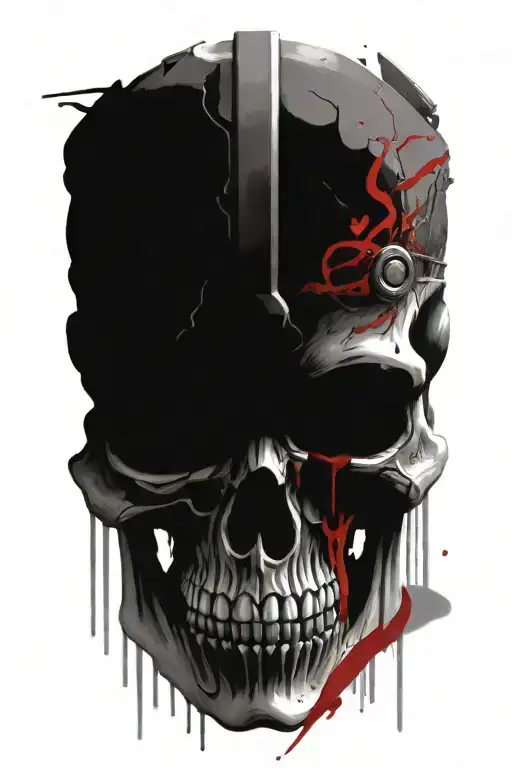 Viking Skull With A Train In The Background