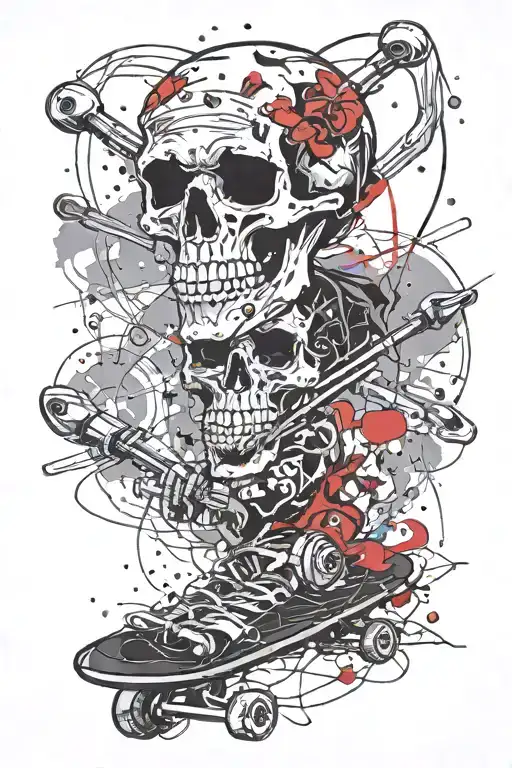 Horror Pirate Skull With Skateboard Deck