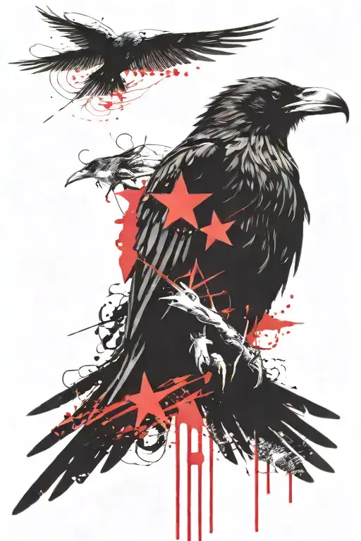 Outline Crow Wingspan Stars Forming The Shape