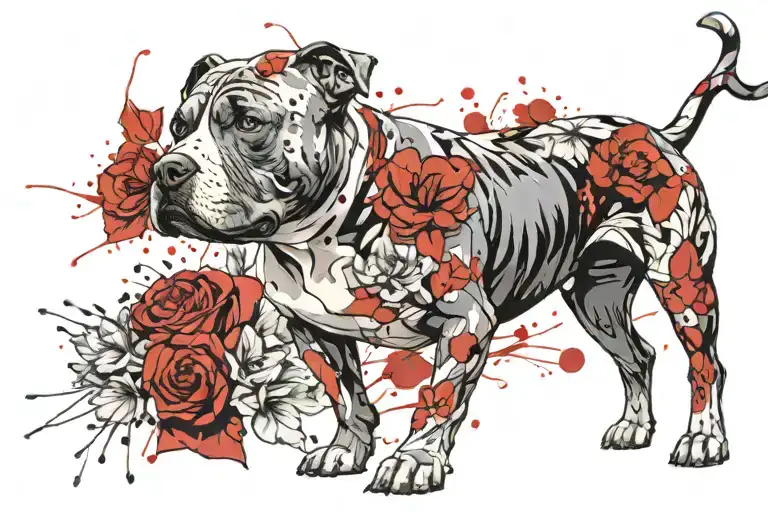 Pitbull With Flowers