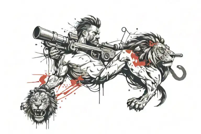 Cannon And Lion On Man's Chest