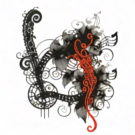 Whimsical Vine Growing Made Out Of Smoke Lace And Musical Notes And Bar Lines