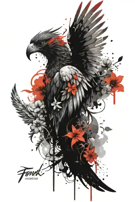 Fenix And Angel Wings And Wild Flowers