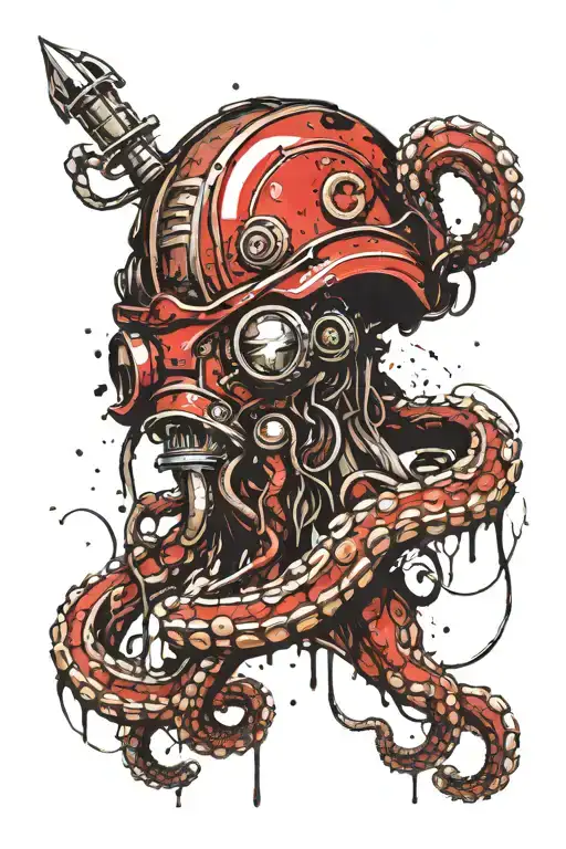 Octopus Warrior Wearing Roman Helmet