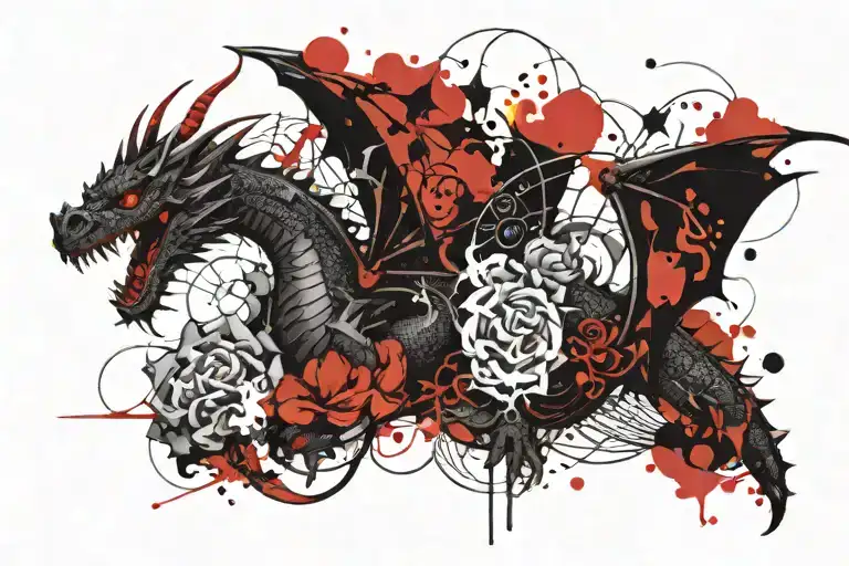 Dragon Wrapped Around Clouds Surrounding