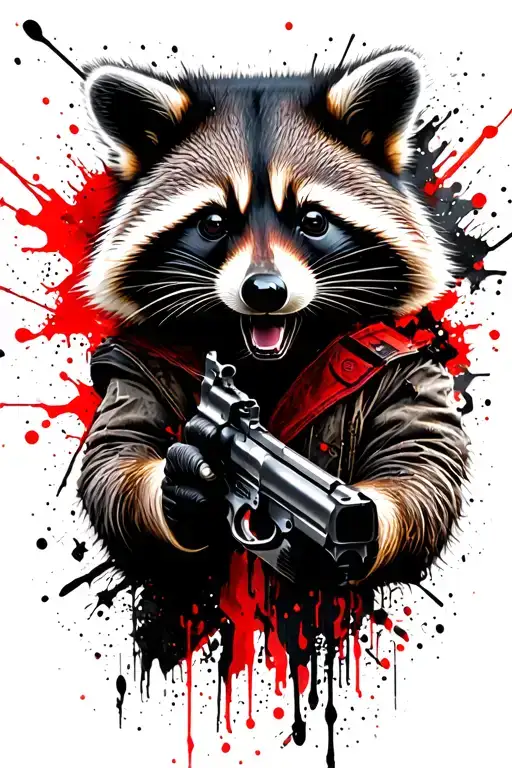 Racoon With Gun
