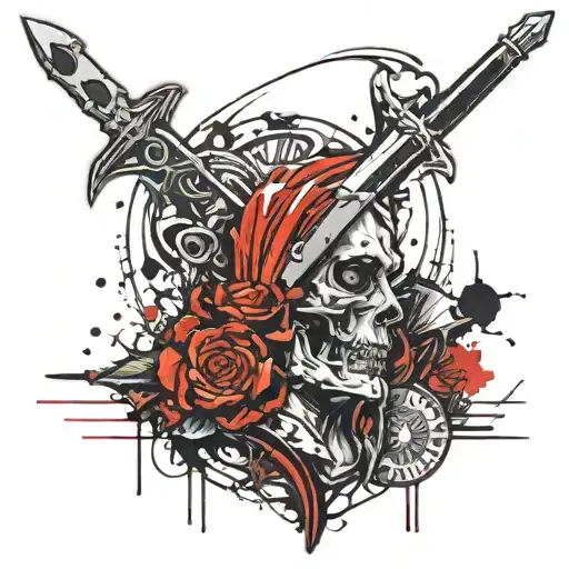 Et Tu Brute On Scroll With 3D Dagger Piercing