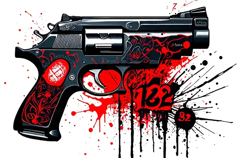 Gun With 1312 Tattoo With Theme