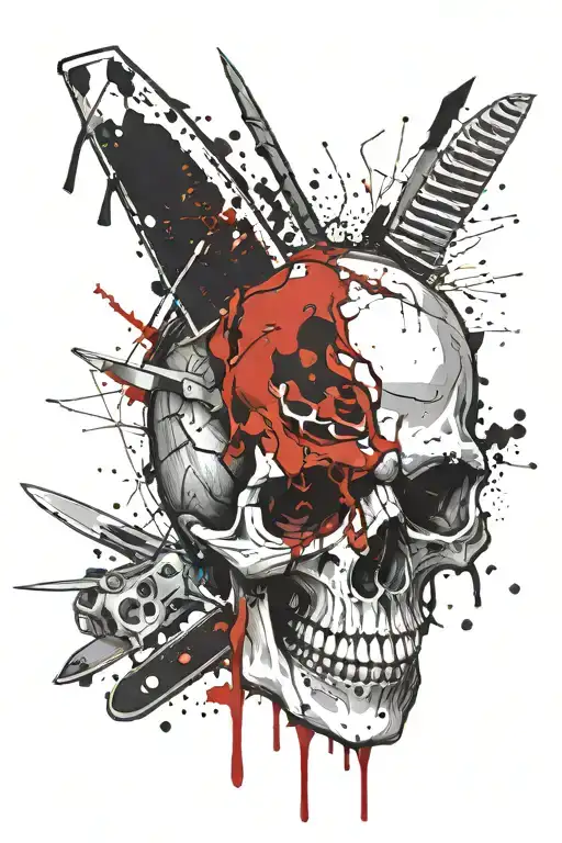 Skull With Knife Theough Mouth