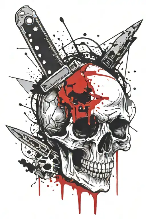 Skull With Knife Theough Mouth