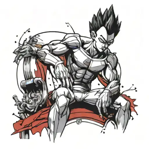 Vegeta Sitting On A Throne