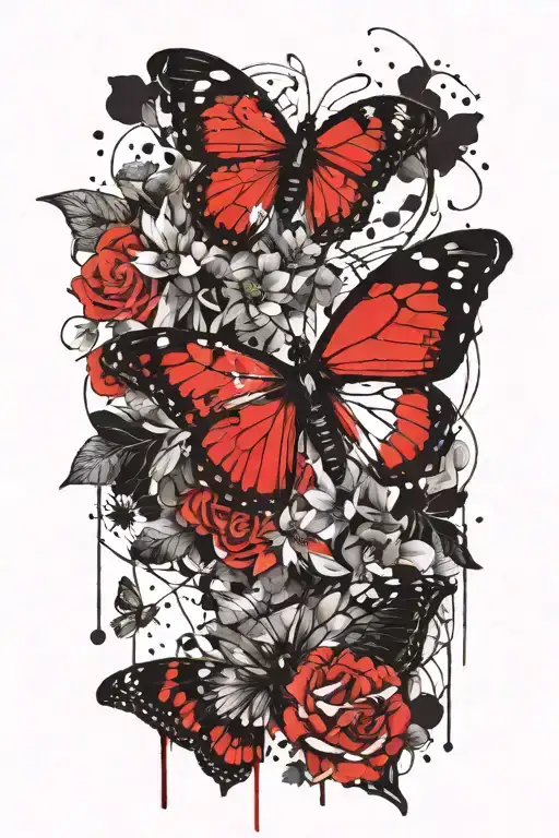 Butterfly And Flowers