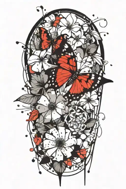 Butterfly And Flowers