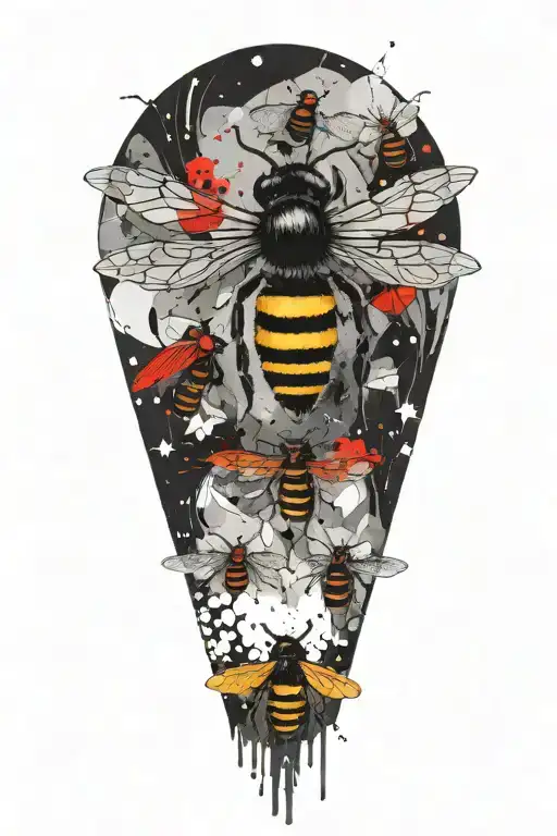 Bees And Moths Flying