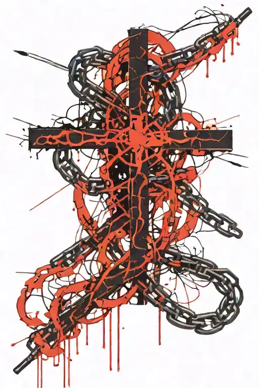 Thin Sharp Lines Crosses And Chains All Black No Color