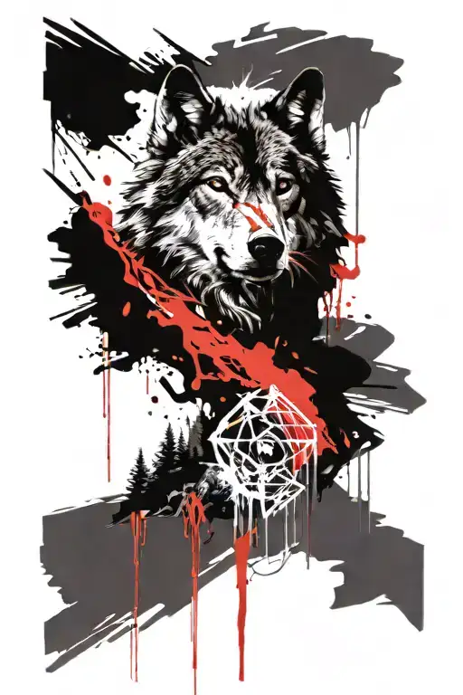 Wolf Head Above A Forest Landscape