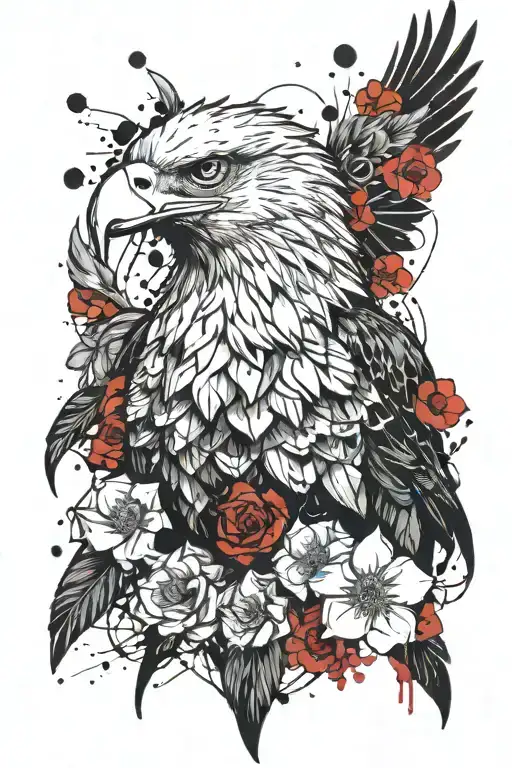 Eagle With Flowers Blooming