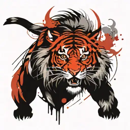 Capricorn And Chinese Tiger Head