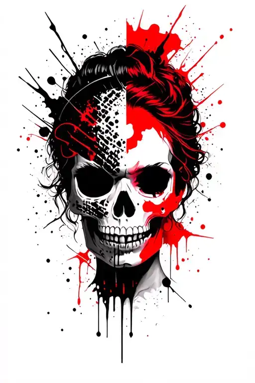 Half Skull Half Lady Face