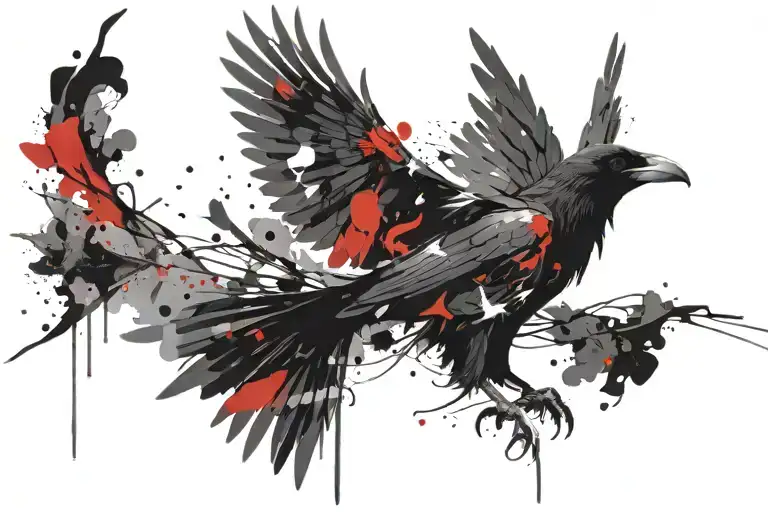 Raven In Phoenix With Outstretched Wings