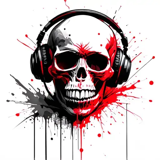 Skull Wearing Headphones