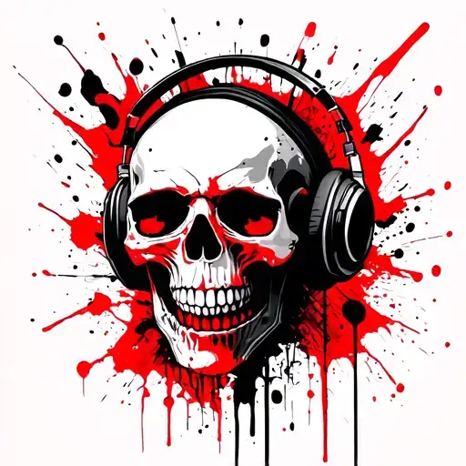 Skull Wearing Headphones