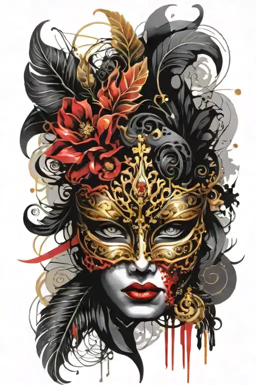 Black Masquerade Mask With Gold Jewels