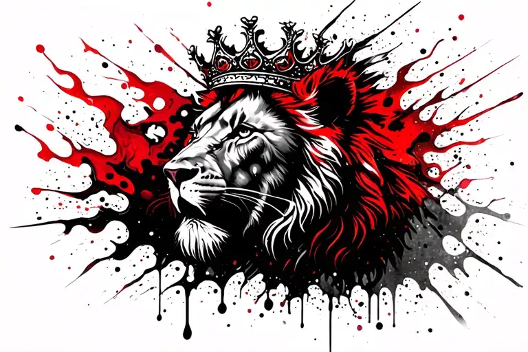 Lion Head Wearing Flaming Crown