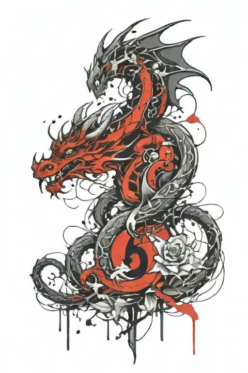 Dragon Clutching Fairy Surrounded