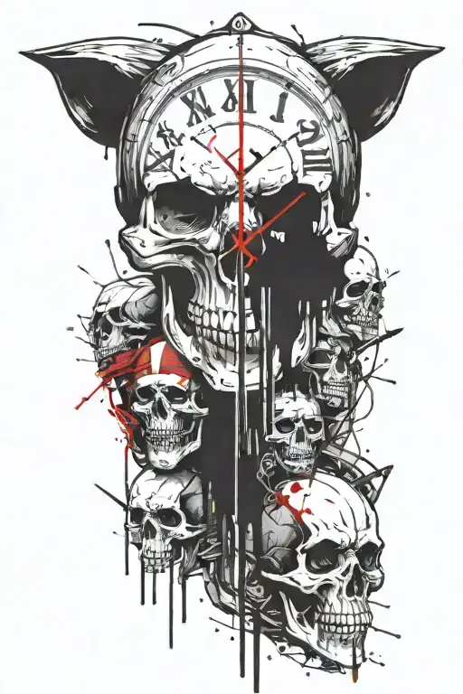 Skull Clock Family Warrior Protector Leader Provider Family Viking Wolf