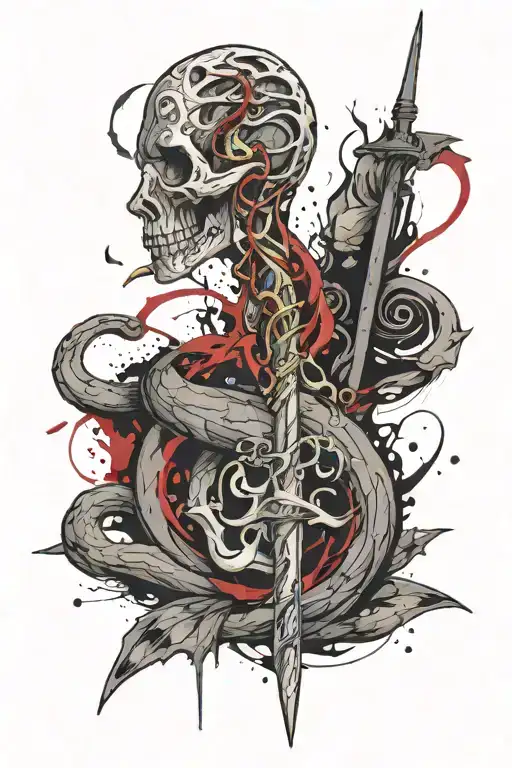 Harry Potter Wand Held By Voldemort Snake