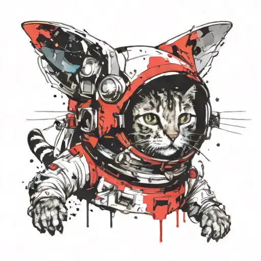 Cat Astronaut Exploring A Black Hole In Space