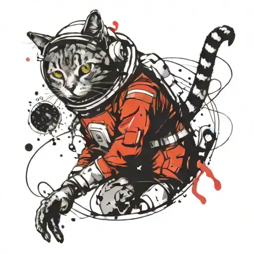 Cat Astronaut Exploring A Black Hole In Space