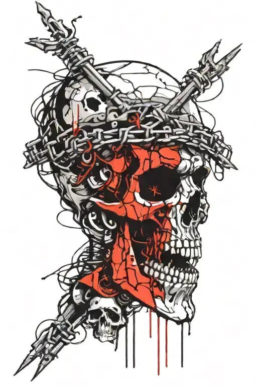 Skull With Barbed Wire