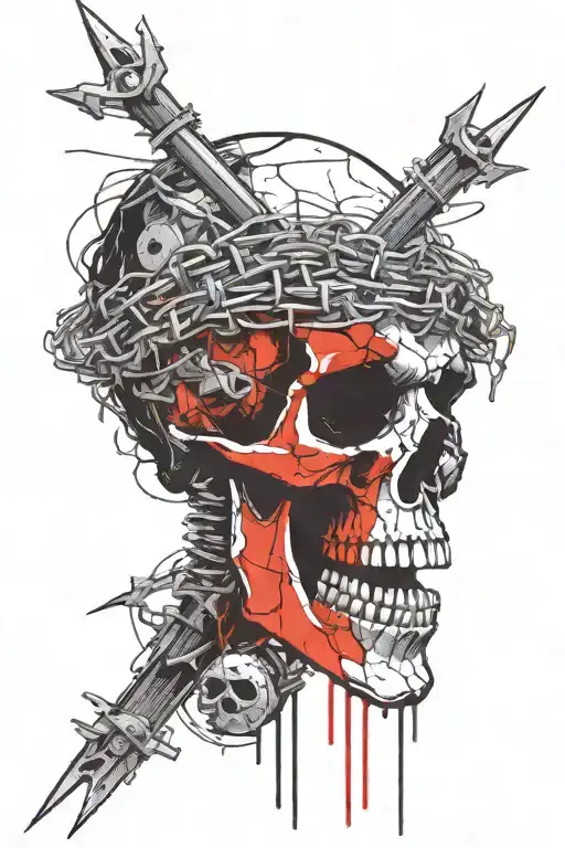 Skull With Barbed Wire