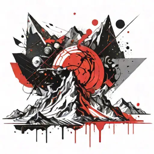 Abstract Mountain Peak With Mars