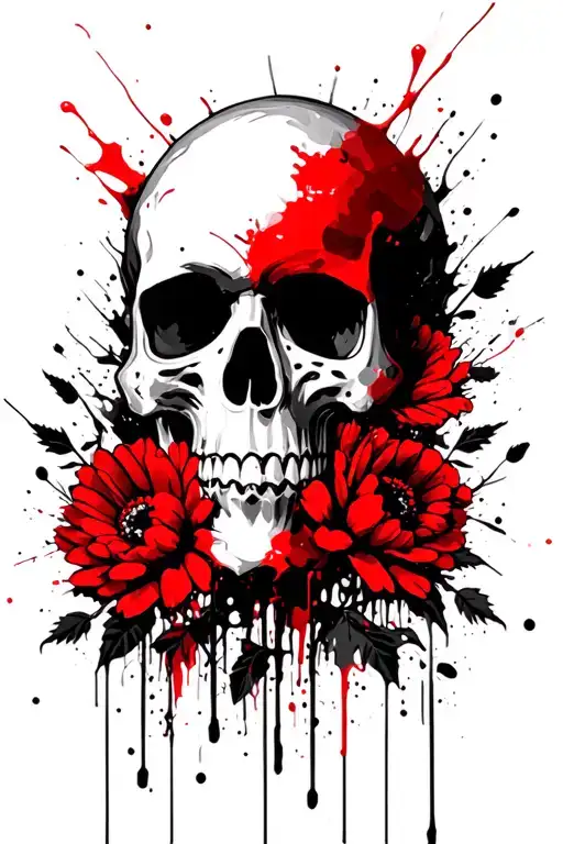 Skull And Flowers