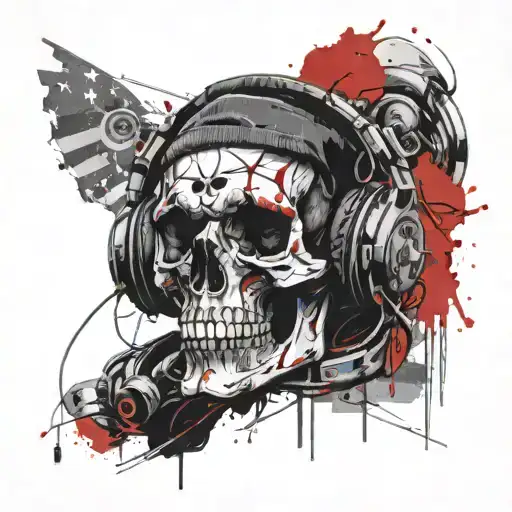 Skull Wearing Headphones