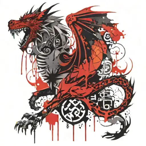 Dragon With Wolves And Lions