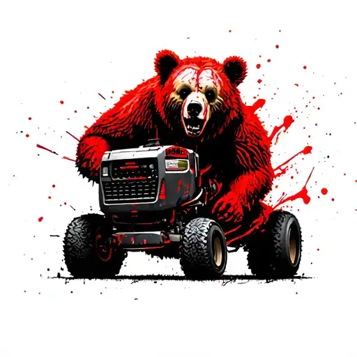 Freaky Zombie Bear With Lawnmower