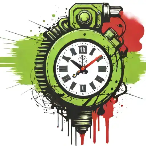 Green Wired Explosive Device And Timer Running Grenade