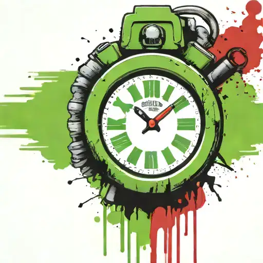 Green Wired Explosive Device And Timer Running Grenade