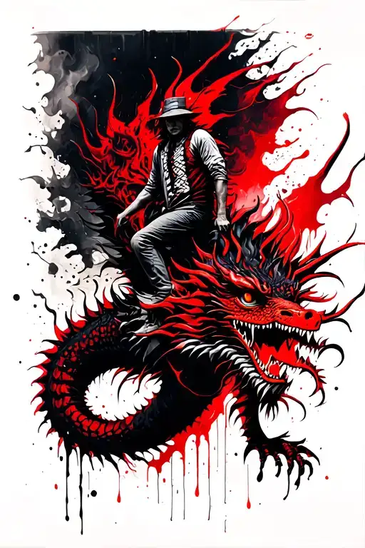 A Person Riding On The Back Of A Dragon