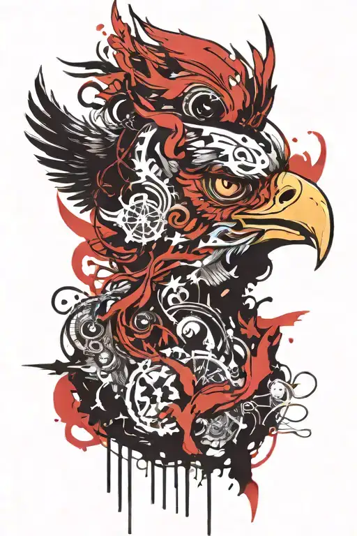 Pheonix Rising With A Broken Comedy Mask In It's Talons