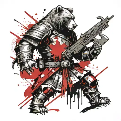 Slavic Epic Warrior In Armor With A Big Bear