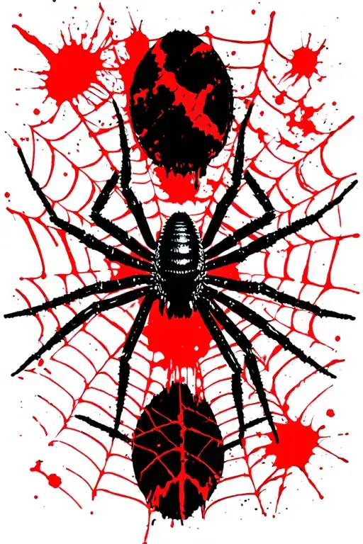 Black Widow Spider Crawling On A Web Gothic Writing